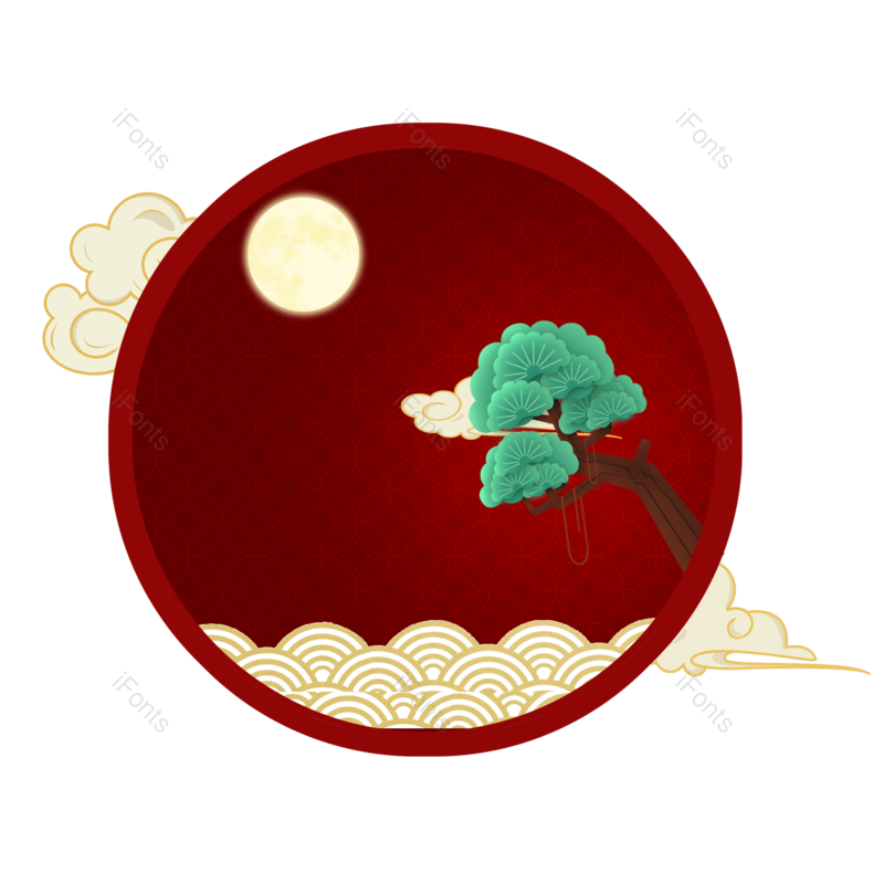 扇子图片,云纹元素,圆形PNG,免抠素材